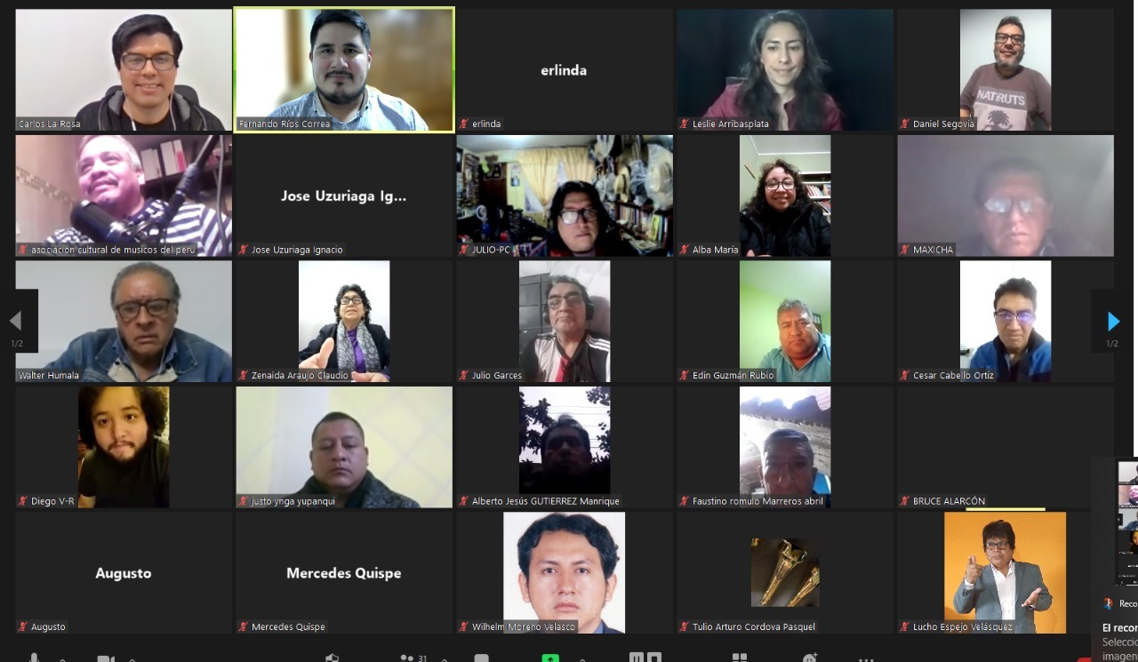 Ministerio de Cultura reunió a las organizaciones de la música en el Perú en la Mesa de Diálogo Permanente
