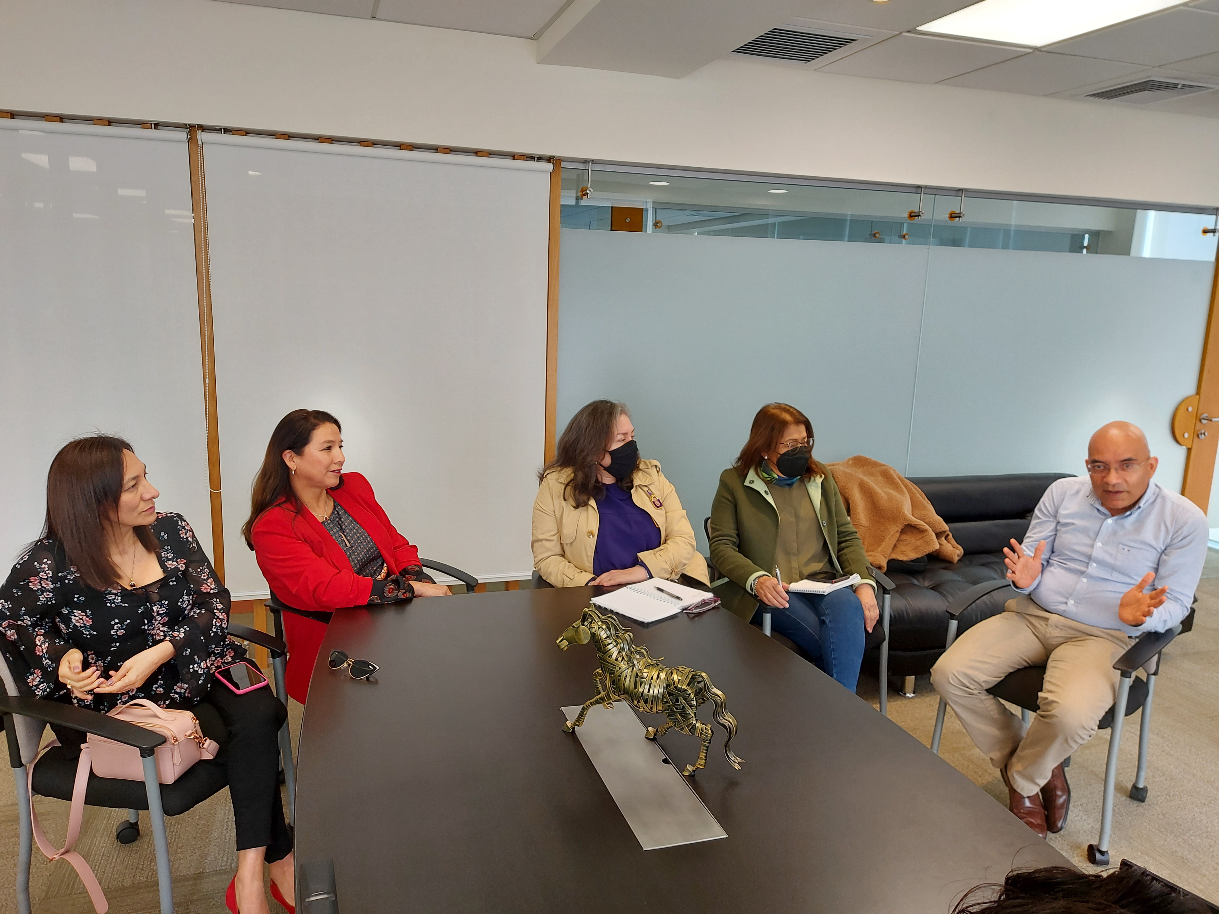 Presidente del Conadis, equipo técnico del Conadis y representantes del Voluntariado “Manos Amigas” de Fundación Telefónica y la empresa AMDOCS en reunión en la sede del Conadis Arona.