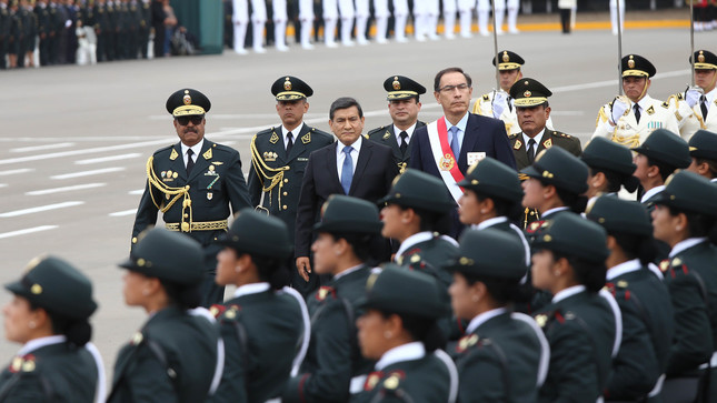 La Policía Nacional del Perú conmemoró hoy su 30° aniversario de creación institucional en la Escuela de Oficiales - PNP, en Chorrillos.