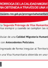 Vista preliminar de documento Segunda prórroga de Visa Humanitaria