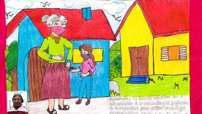 Trabajo de la niña Shady Silvestre Huamaña, de Apurímac, que obtuvo mención honrosa en dibujo y pintura en el concurso 2020.