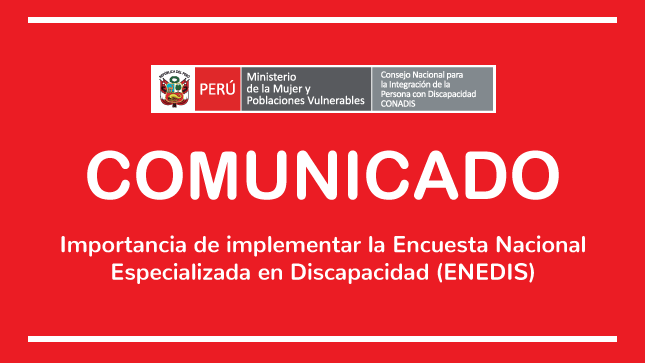 Gráfica de color rojo con logo y texto que dice: sobre la importancia de implementar la Encuesta Nacional Especializada en Discapacidad