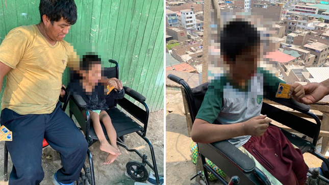 Dos fotografías juntas del padre con sus hijos