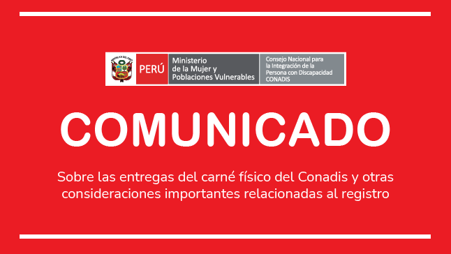 Gráfica con el título: Sobre las entregas del carné físico del Conadis y otras consideraciones importantes relacionadas al registro