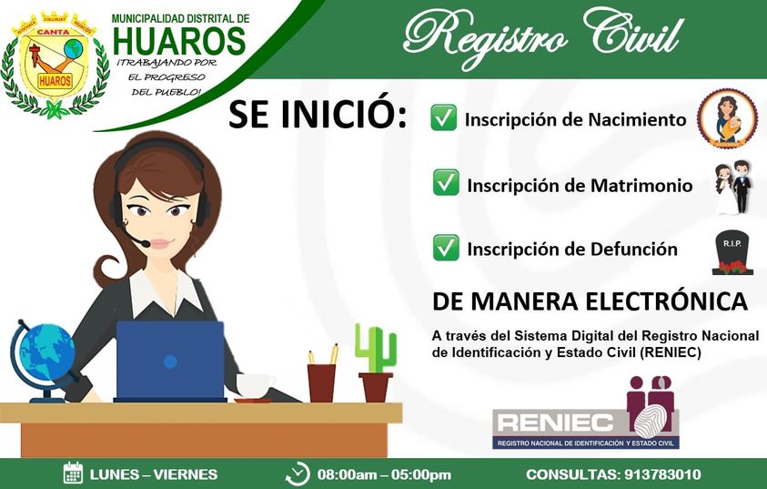 Imagen comunicado de inició inscripción de nacimientos, matrimonios y defunciones de manera electrónica