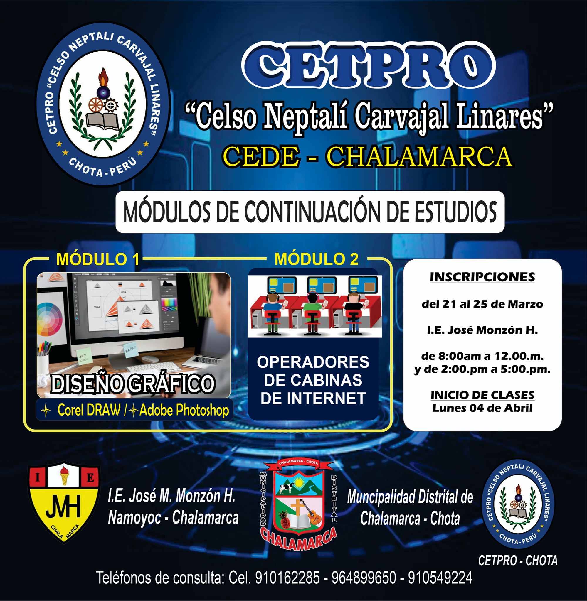 Módulos de estudio para el grupo de continuación de estudios.
