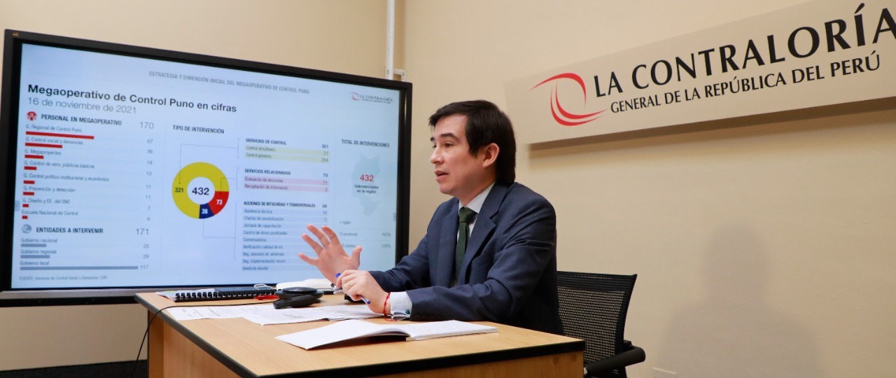 La presentación de resultados del Megaoperativo de Control en Puno estuvo a cargo del Vicecontralor de Control Sectorial y Territorial, Luis Robas Sánchez