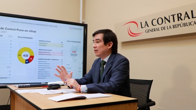 La presentación de resultados del Megaoperativo de Control en Puno estuvo a cargo del Vicecontralor de Control Sectorial y Territorial, Luis Robas Sánchez