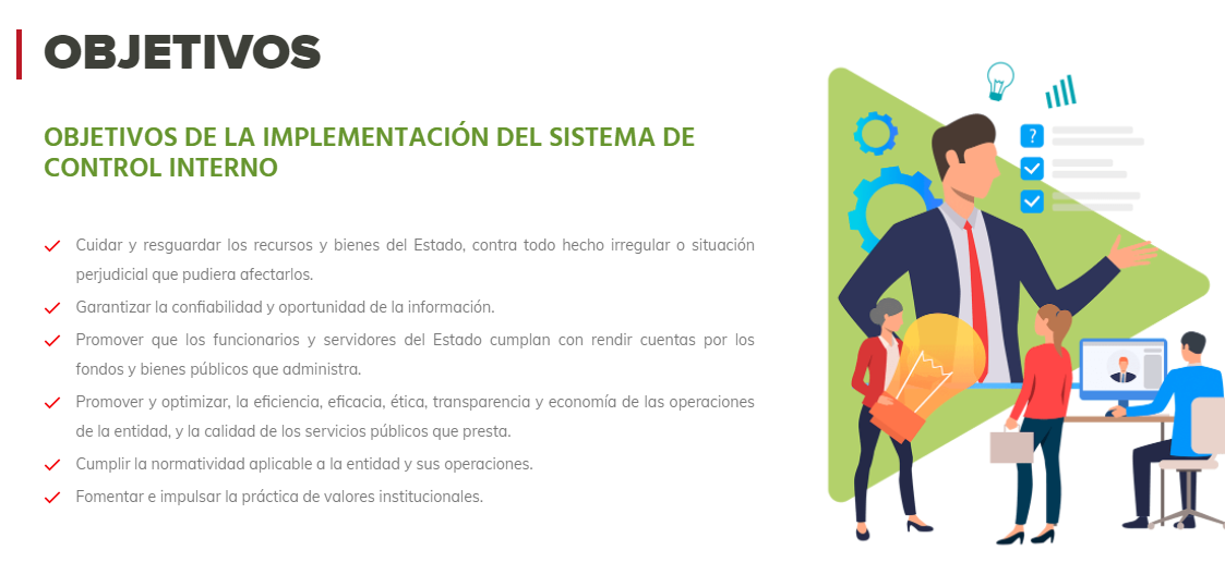 Objetivos de la implementación del SCI (img obtenido de la pagina web de Contraloría)