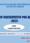 Vista preliminar de documento Diapositiva N°01 del Taller de Capacitación del Presupuesto Participativo 2023.