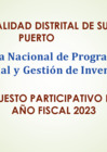 Vista preliminar de documento Diapositiva N°02 del Taller de Capacitación del Presupuesto Participativo 2023.