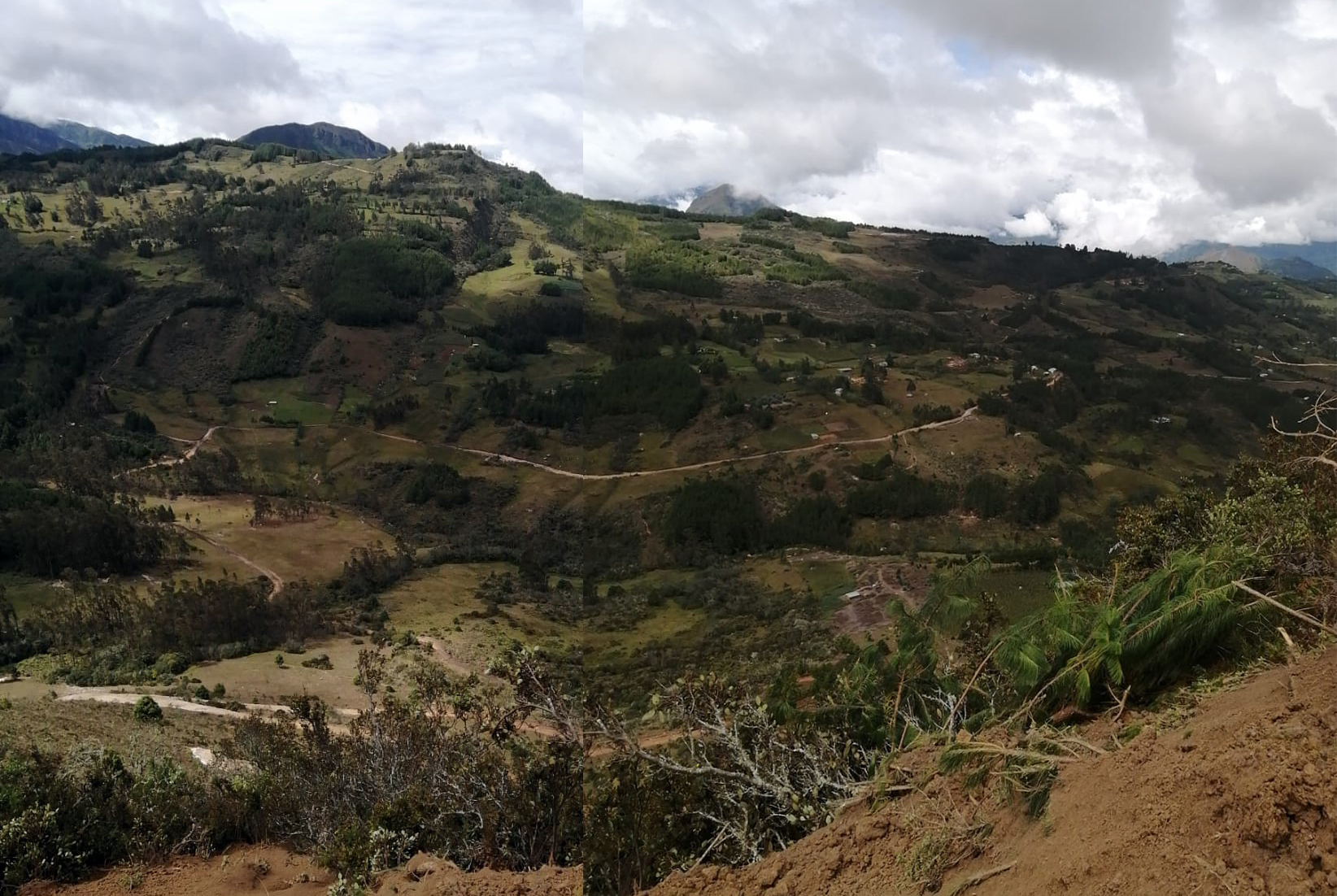 Vista panorámica de la comunidad de Alto Perú mostrando la nueva vía.