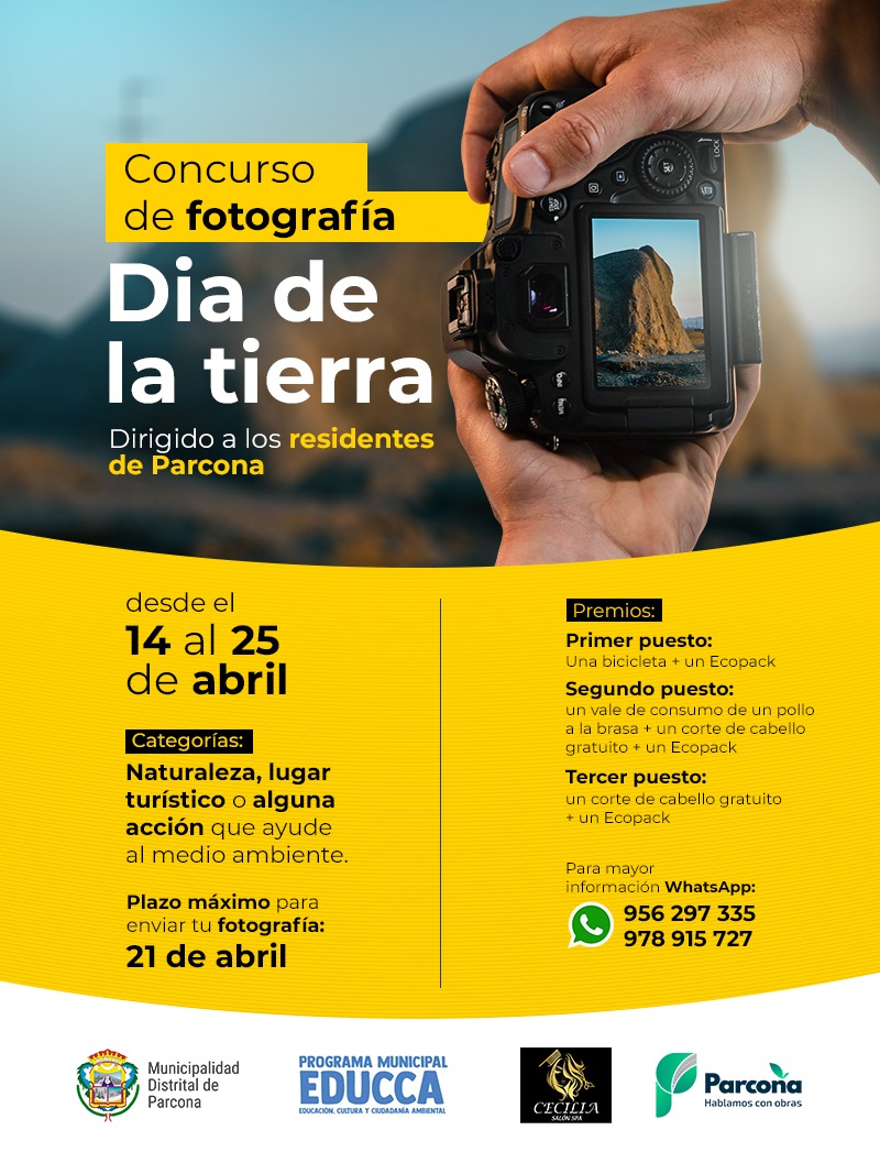 concurso de fotografía por el día de la tierra organizado por la Municipalidad Distrital de Parcona