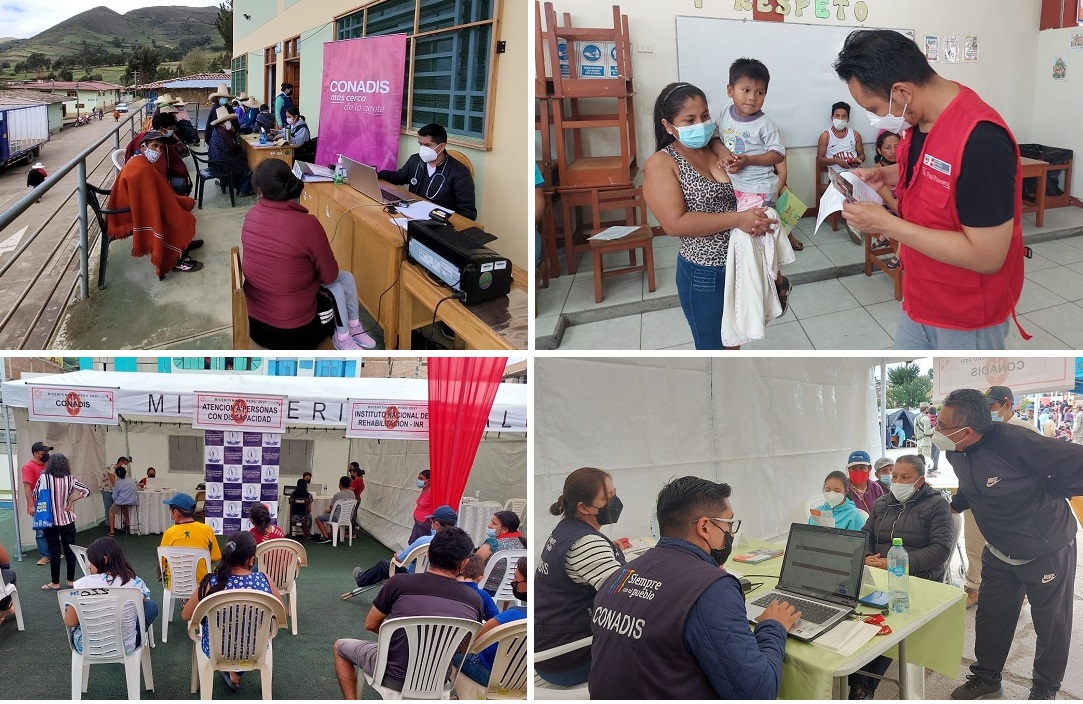 Fotografías de la atención a personas con discapacidad en Loreto, Ayacucho y Cajamarca a través de acciones cívicas en conjunto con las FF.AA.