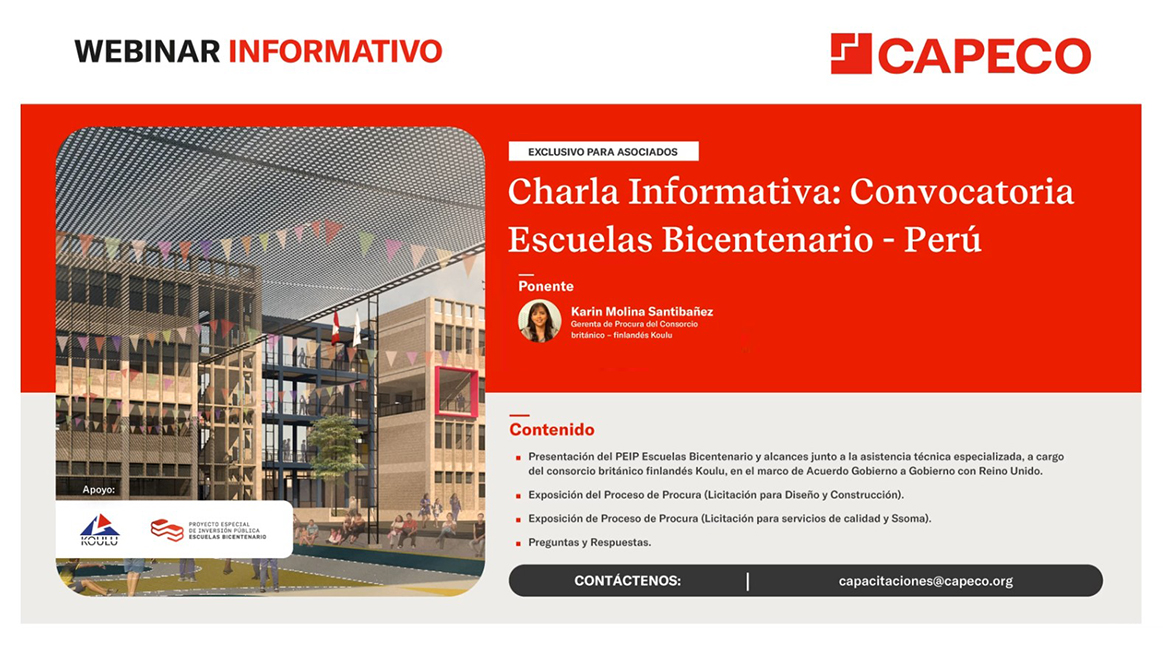Convocamos a empresas del sector construcción socias de CAPECO a participar de proyectos de Escuelas Bicentenario