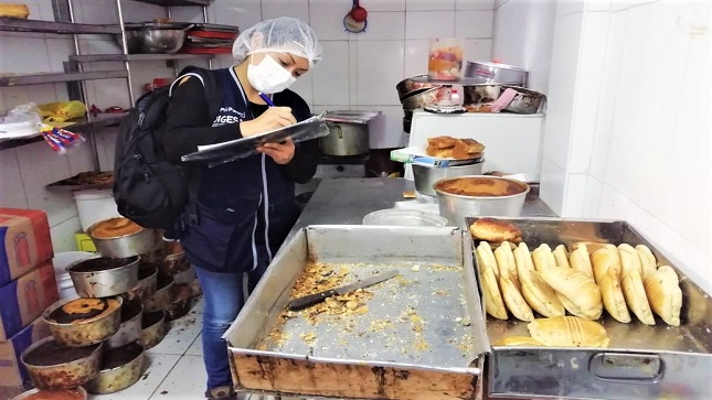 En la foto se observa al personas de DIGESA inspeccionando una panadería.