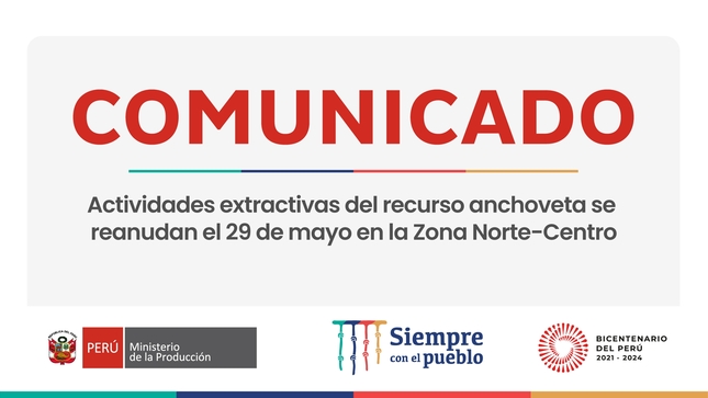 Comunicado sobre las actividades extractivas del recurso anchoveta en la Zona Norte- Centro