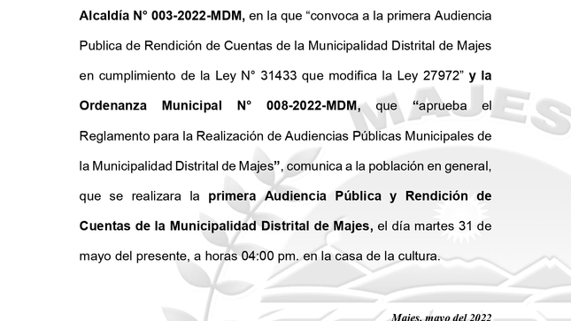 Archivo PDF del Comunicado N° 061-2022/UIIYRP/MDM