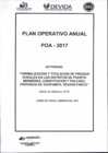 Vista preliminar de documento Plan Operativo Anual 2017 de la Actividad "Formalización y Titulación de Predios Rurales en los Distritos de Puerto Bermúdez, Constitución y Palcazu, Provincia de Oxapampa, Región Pasco"