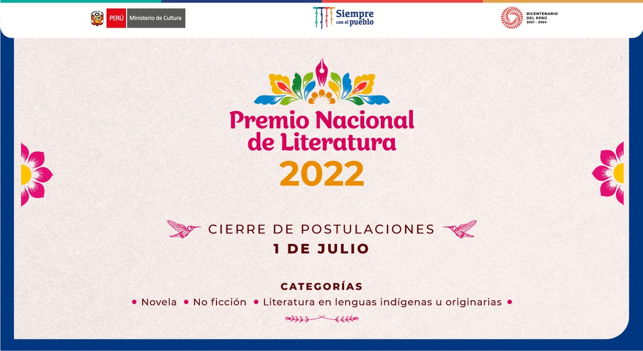 Ministerio de Cultura anuncia la convocatoria a la sexta edición del Premio Nacional de Literatura
