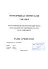 Vista preliminar de documento Plan Operativo Anual 2016 de la Actividad "Mantenimiento de Caminos Vecinales Tramo: Abra BellaVista Sector Chequeluyoc, Distrito de Yanatile"