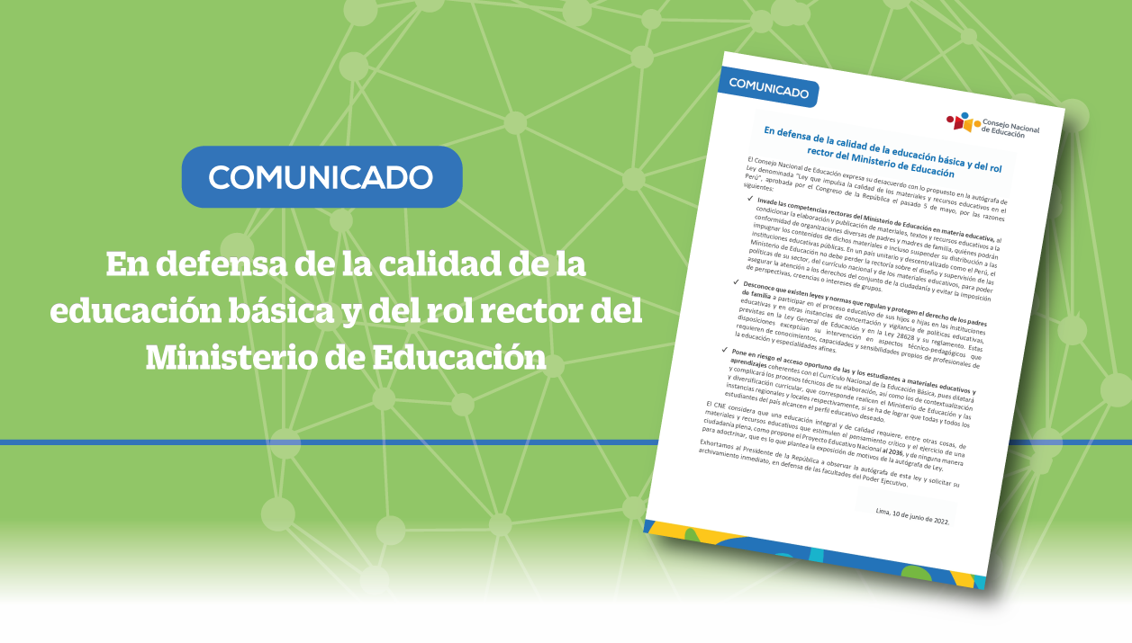 Comunicado | En defensa de la calidad de la educación básica y del rol rector del Ministerio de Educación