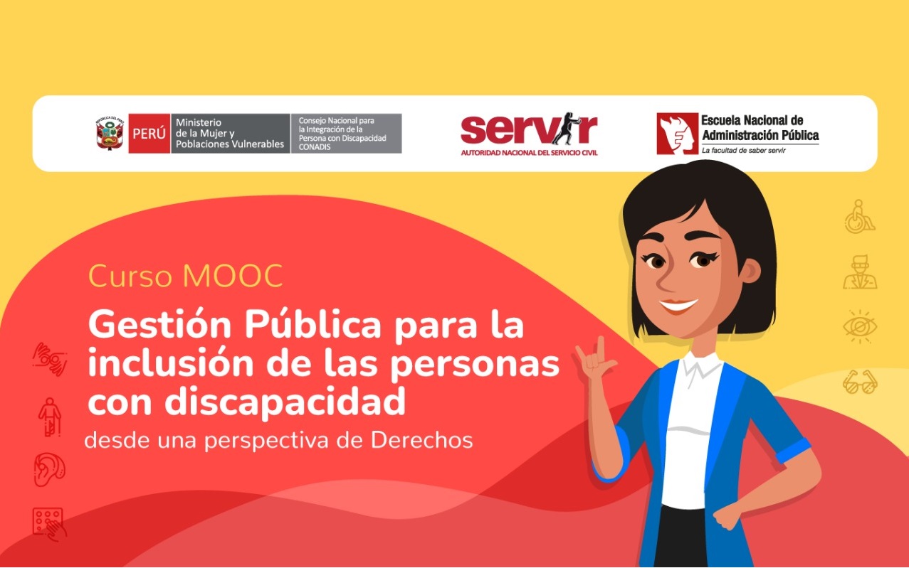 Es un afiche que publicita el curso MOOC sobre gestión pública para la inclusión de las personas con discapacidad.