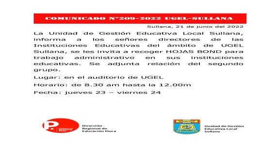 Pagina 1 del comunicado 209