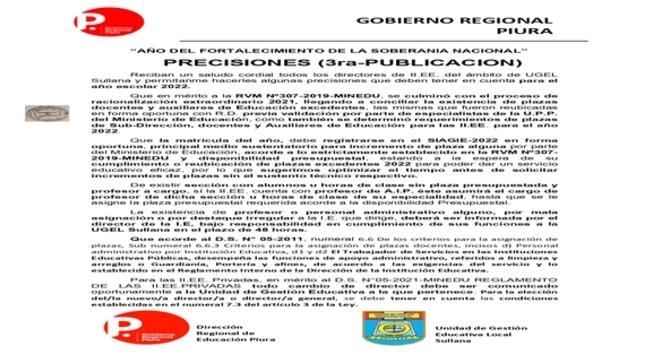 Precisiones UGEL Sullana -2022-