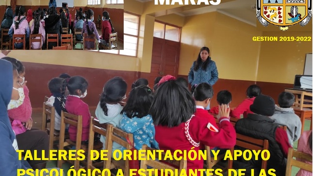 Acompañamiento psicológico para nuestros estudiantes y docentes de Maras
La crisis sanitaria y el aislamiento social obligatorio que aún estamos viviendo nos pueden llevar a experimentar emociones negativas, como ansiedad, depresión, frustración e irritabilidad. En ese contexto, la Municipalidad Distrital de Maras a través de la sub gerencia de desarrollo social, desde el mes de abril del presenta año, viene impulsando y resaltando el acompañamiento de la salud mental de nuestros niños, niñas, jóvenes y adolescentes del distrito de Maras a través de la contratación de Profesionales en psicología quienes actualmente brindan charlas, talleres y acompañamiento Psicológico con resultados óptimos.
Por ello, nuestra Municipalidad ha organizado servicios de apoyo y acompañamiento psicológico para los estudiantes y docentes de nuestras comunidades 
Acompañamiento para estudiantes
El servicio de Acompañamiento Psicosocial, empezó a atender desde el 6 de abril, de 8 a.m. a 1 p.m. en todas las II.EE del ámbito distrital se encarga de dar los primeros auxilios psicológicos a los estudiantes que no se estén sintiendo bien durante la cuarentena: se escucha sus necesidades, se observa en conjunto la situación y los recursos con los que cuenta, y se le brinda apoyo integral de las psicólogas tanto en el aspecto académico, emocional y social.
Para docentes
El apoyo psicológico a nuestros docentes se basa en tres principios: escuchar, observar y conectar. Que la persona se sienta escuchada, examinar su problemática, necesidades y recursos, y juntos plantear alternativas de solución”. Además del aislamiento social obligatorio, los profesores también están pasando por experiencias nuevas que requieren una mayor demanda de su parte, Por ello, nuestras psicólogas, en coordinación con la Dirección de cada II.EE , viene  ofreciendo  un servicio de apoyo psicológico a  nuestros docentes que lo requieran, a través de un equipo de 02 psicólogas.
