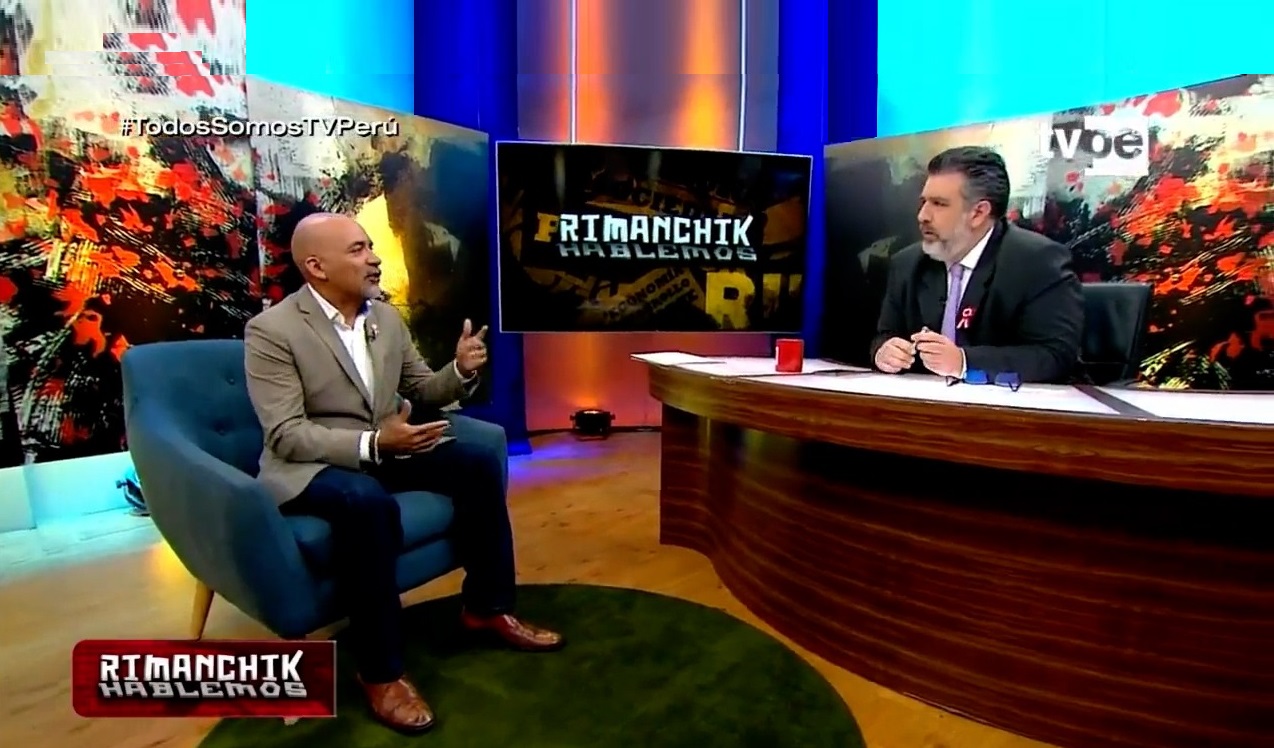 En la entrevista con el conductor Carlos Cornejo del programa Rimanchik - Hablemos, conversa con el presidente del Conadis, Marco Antonio Gamarra sobre las actividades y acciones del Conadis, en le set de TV PERÚ.
