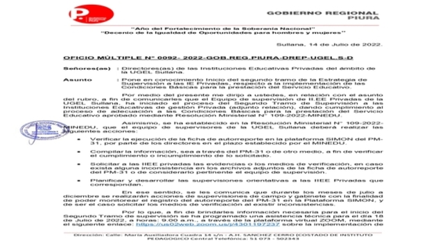 Oficio Múltiple N° 0092- 2022