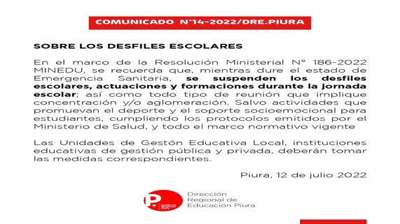 Comunicado 14 de DREP
