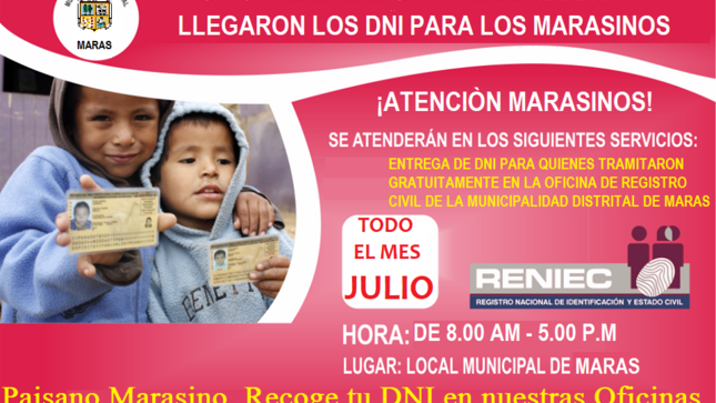 🔴🔵𝐋𝐚 𝐌𝐮𝐧𝐢𝐜𝐢𝐩𝐚𝐥𝐢𝐝𝐚𝐝 𝐃𝐢𝐬𝐭𝐫𝐢𝐭𝐚𝐥 𝐝𝐞 𝐌𝐚𝐫𝐚𝐬, 𝐚 𝐭𝐫𝐚𝐯é𝐬 𝐝𝐞 𝐥𝐚 𝐨𝐟𝐢𝐜𝐢𝐧𝐚 𝐝𝐞 𝐑𝐞𝐠𝐢𝐬𝐭𝐫𝐨 𝐂𝐢𝐯𝐢𝐥 𝐲 𝐞𝐧 𝐜𝐨𝐨𝐫𝐝𝐢𝐧𝐚𝐜𝐢ó𝐧 𝐜𝐨𝐧 𝐞𝐥 𝐑𝐞𝐠𝐢𝐬𝐭𝐫𝐨 𝐍𝐚𝐜𝐢𝐨𝐧𝐚𝐥 𝐝𝐞 𝐢𝐝𝐞𝐧𝐭𝐢𝐟𝐢𝐜𝐚𝐜𝐢ó𝐧 𝐲 𝐄𝐬𝐭𝐚𝐝𝐨 𝐂𝐢𝐯𝐢𝐥, 𝐑𝐞𝐧𝐢𝐞𝐜, 𝐢𝐧𝐢𝐜𝐢ó 𝐝𝐞𝐬𝐝𝐞 𝐞𝐥 𝐝í𝐚 𝐥𝐮𝐧𝐞𝐬 𝟏𝟖 𝐝𝐞 𝐣𝐮𝐥𝐢𝐨 𝐝𝐞𝐥 𝟐𝟎𝟐𝟐 𝐥𝐚 𝐞𝐧𝐭𝐫𝐞𝐠𝐚 𝐝𝐞 𝐃𝐍𝐈 𝐞𝐧 𝐧𝐮𝐞𝐬𝐭𝐫𝐚𝐬 𝐨𝐟𝐢𝐜𝐢𝐧𝐚 𝐦𝐮𝐧𝐢𝐜𝐢𝐩𝐚𝐥, 𝐚 𝐭𝐨𝐝𝐨𝐬 𝐥𝐨𝐬 𝐯𝐞𝐜𝐢𝐧𝐨𝐬 𝐲 𝐯𝐞𝐜𝐢𝐧𝐚𝐬 𝐌𝐚𝐫𝐚𝐬𝐢𝐧𝐚𝐬.
𝐏𝐨𝐫 𝐥𝐨 𝐜𝐮𝐚𝐥 𝐬𝐞 𝐜𝐨𝐦𝐮𝐧𝐢𝐜𝐚 𝐚 𝐭𝐨𝐝𝐨𝐬 𝐥𝐨𝐬 𝐯𝐞𝐜𝐢𝐧𝐨𝐬 𝐪𝐮𝐞 𝐡𝐢𝐜𝐢𝐞𝐫𝐨𝐧 𝐬𝐮 𝐭𝐫á𝐦𝐢𝐭𝐞 𝐩𝐫𝐞𝐬𝐞𝐧𝐜𝐢𝐚𝐥 𝐞𝐧 𝐧𝐮𝐞𝐬𝐭𝐫𝐚 𝐞𝐧𝐭𝐢𝐝𝐚𝐝 𝐦𝐮𝐧𝐢𝐜𝐢𝐩𝐚𝐥, … Ver más