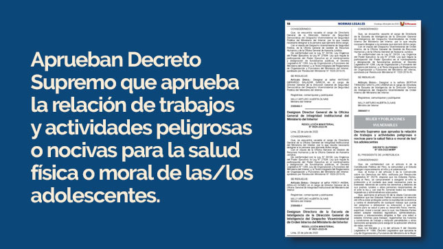 Decreto Supremo actividades peligrosas o nocivas 