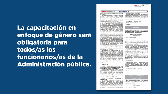 Decreto supremo de capacitación de enfoque de género