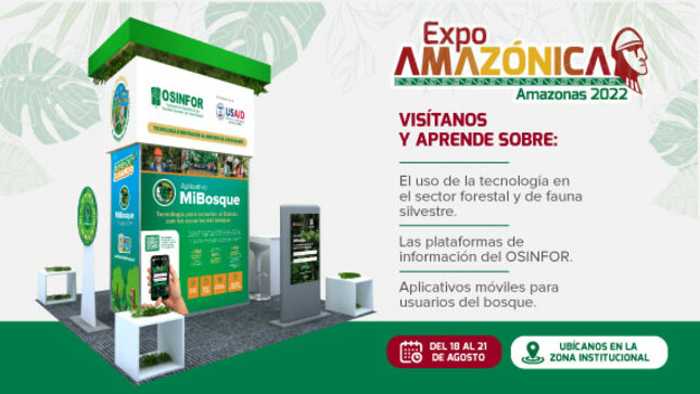 El OSINFOR presentará aportes tecnológicos para el sector forestal en la ExpoAmazónica 2022