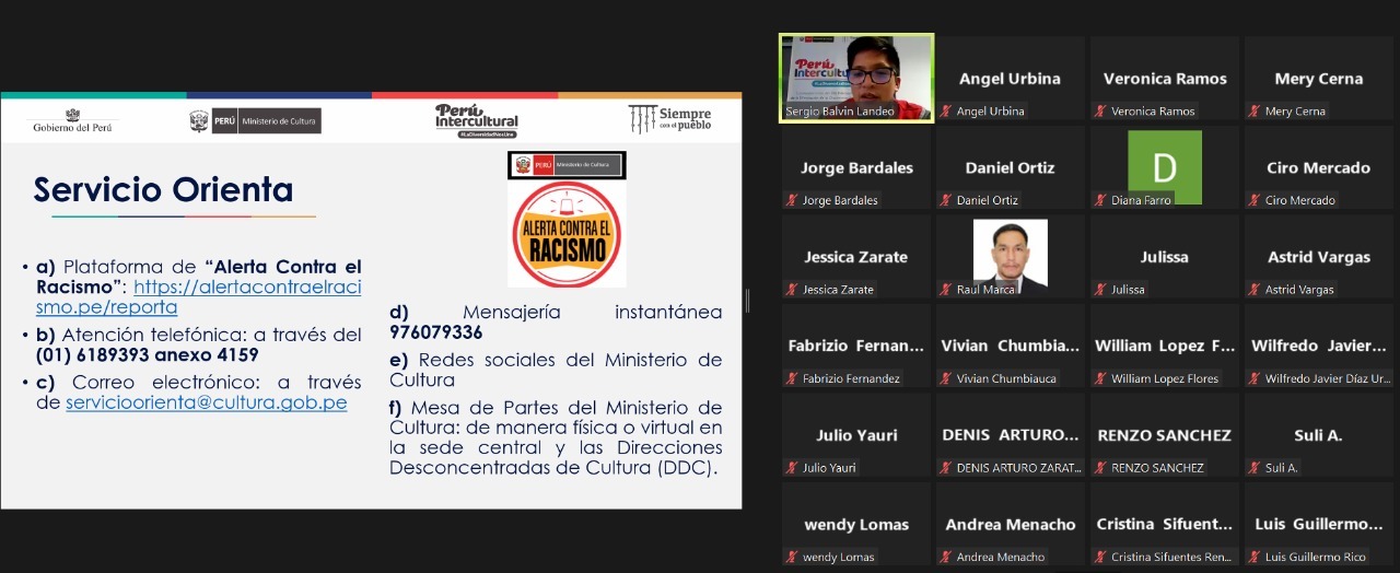 Ministerio de Cultura capacita a servidores de OSINFOR sobre diversidad cultural y la eliminación de la discriminación étnico-racial