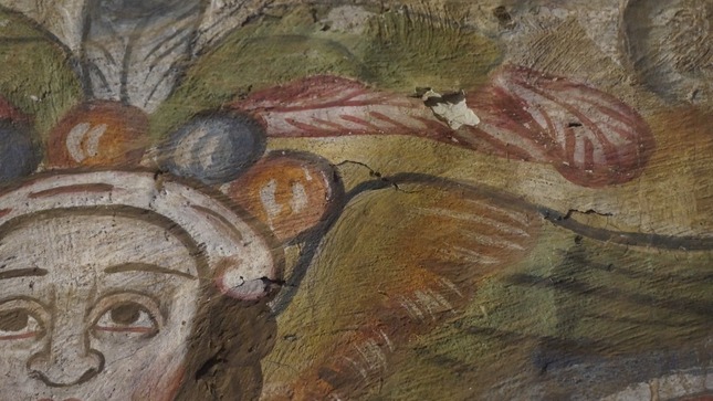 Evidencian impresionante pintura mural en el Templo de San Blas