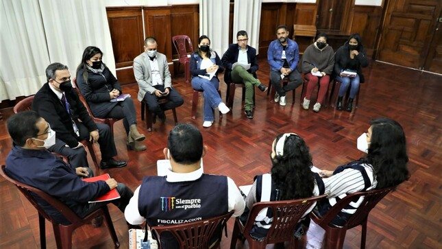 Reunión de autoridades de la municipalidad de La Victoria, Fiscalizadores del Conadis y madres de familia de niñas y niñas afectados por la OMAPED.