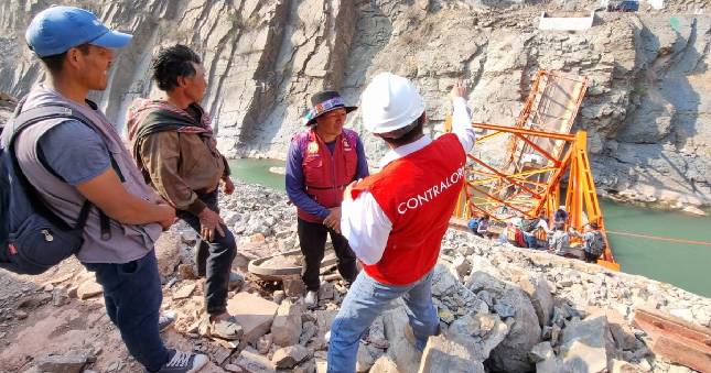 Contraloría realizó inspección preliminar para identificar causas del colapso del puente Kutinachaca en Ayacucho