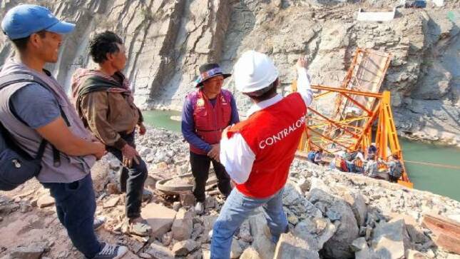 Contraloría realizó inspección preliminar para identificar causas del colapso del puente Kutinachaca en Ayacucho