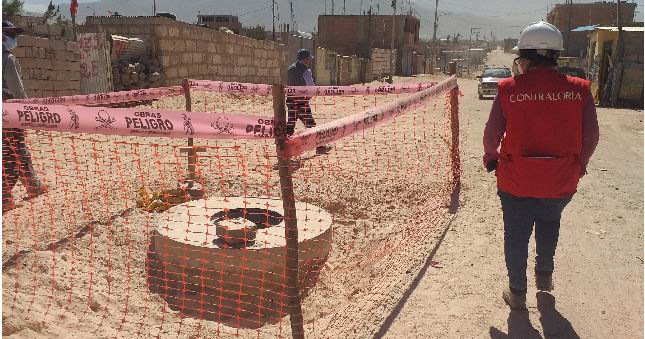 Contraloría advierte deterioro de tuberías y buzones sin protección en obra de S/ 93 millones en Arequipa