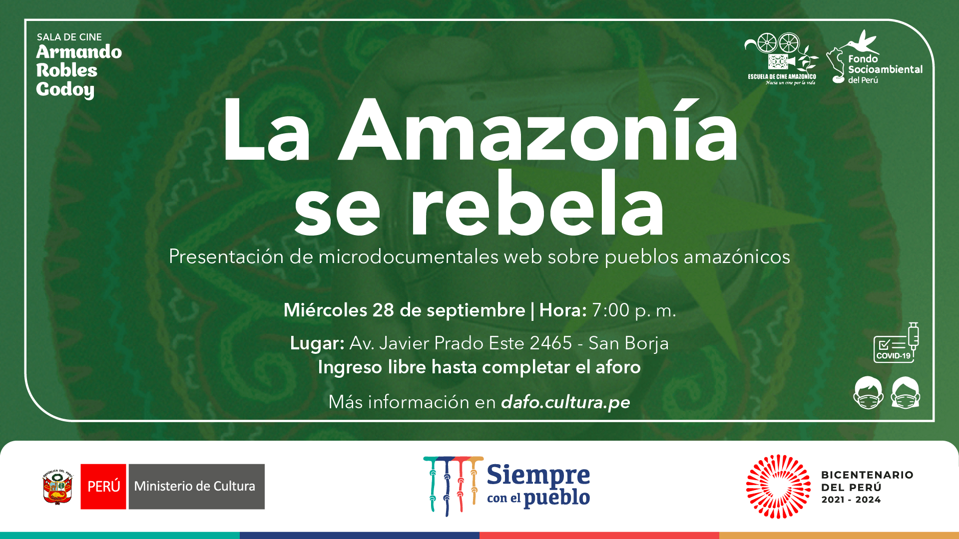 Ministerio de Cultura presenta más de 20 obras audiovisuales de la Amazonía y de Piura en su sala Armando Robles Godoy