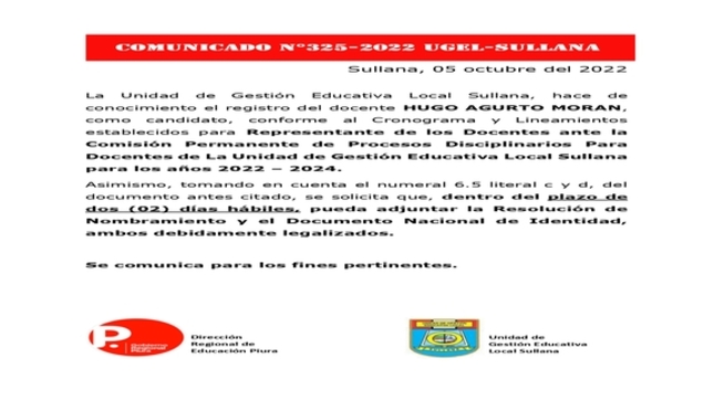 Comunicado  325