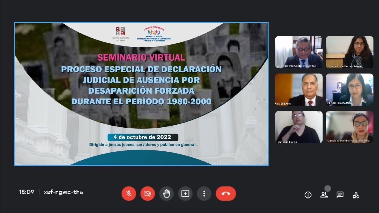 Seminario virtual “Proceso especial de declaración judicial de ausencia por desaparición forzada”.