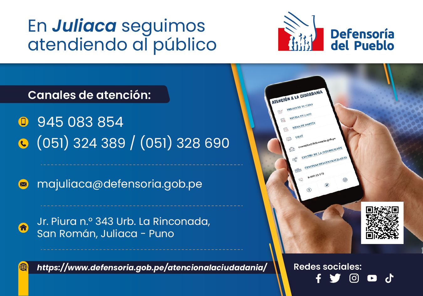 Gráfico con números telefónicos del módulo defensorial
