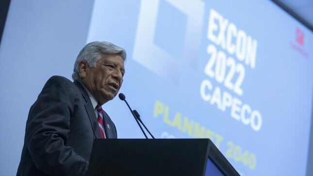 Alcalde de Lima durante su presentación en evento Excon2022 de la Cámara Peruana de la Construcción.