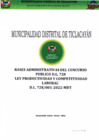 Vista preliminar de documento Bases Administrativas Concurso Público D.L. 728 Ley de Productividad y Competitividad Laboral D.L. 728/001-2022-MDT