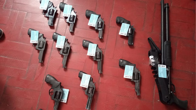 5.- Armas incautadas por la Sucamec a empresas de seguridad privada en la región Ica